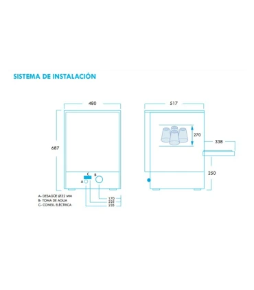 Lavavajillas Puerta Abatible Lavavajillas monofásico cesta 40x40 cm Adler NL-40 Adler NL40