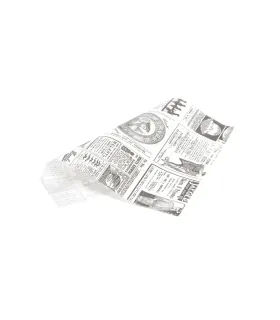 Papel Alimentario 1000 Uds Envoltorio Antigrasas 30x20 cm periódico color blanco y negro Comas 11992