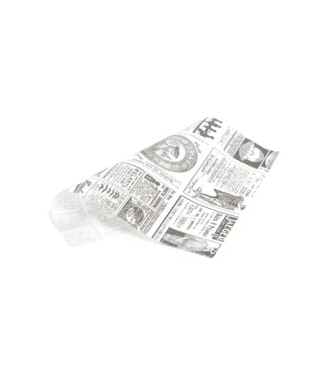 Papel Alimentario 1000 Uds Envoltorio Antigrasas 30x20 cm periódico color blanco y negro Comas 11992