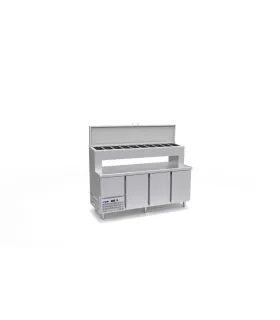 Mesas Frías Fondo 800mm Mesa refrigerada pizzería 60x40 con cubetas elevadas para ingredientes Oscar Zarzosa TPL Oscar Zarzosa