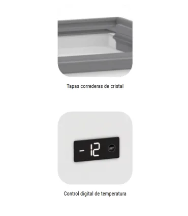 Arcones Congeladores Arcón congelador estrecho tapas cristal temperatura dual SLIM 135 Más que Frío SLIM-135