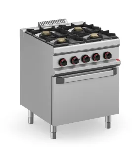 Cocina a gas 4 fuegos con horno a gas GN 2/1 Romagsa Neo700
