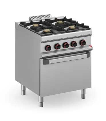 Cocina a gas 4 fuegos con horno a gas GN 2/1 Romagsa Neo700