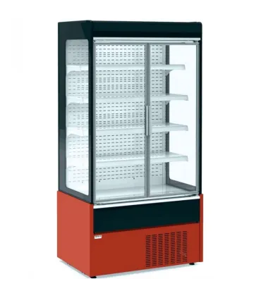 Vitrina refrigerada mural color rojo con puertas 153x70x199h cm