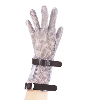 Guante de malla inox reversible con correa y brazalete