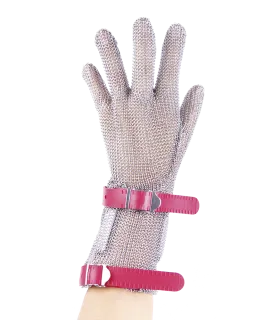Guante de malla inox reversible con correa y brazalete