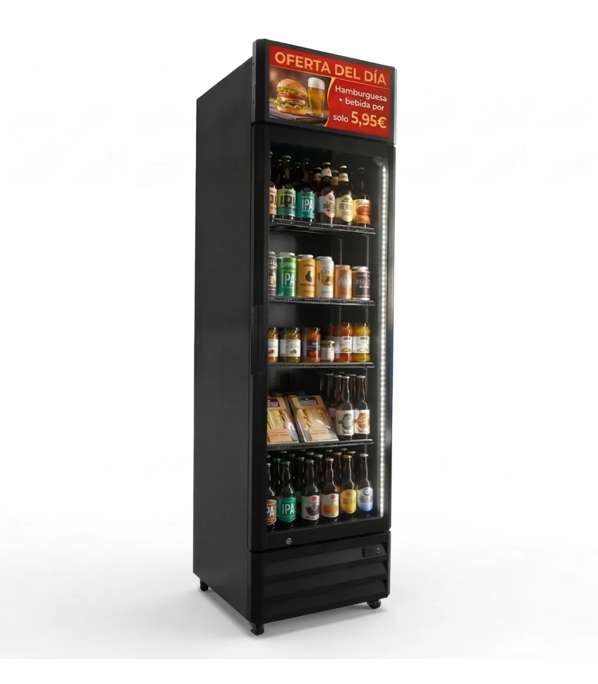 Armarios Expositores Refrigerados Armario Expositor Refrigerado color negro con display publicitario táctil EVO360B Clima Hos...