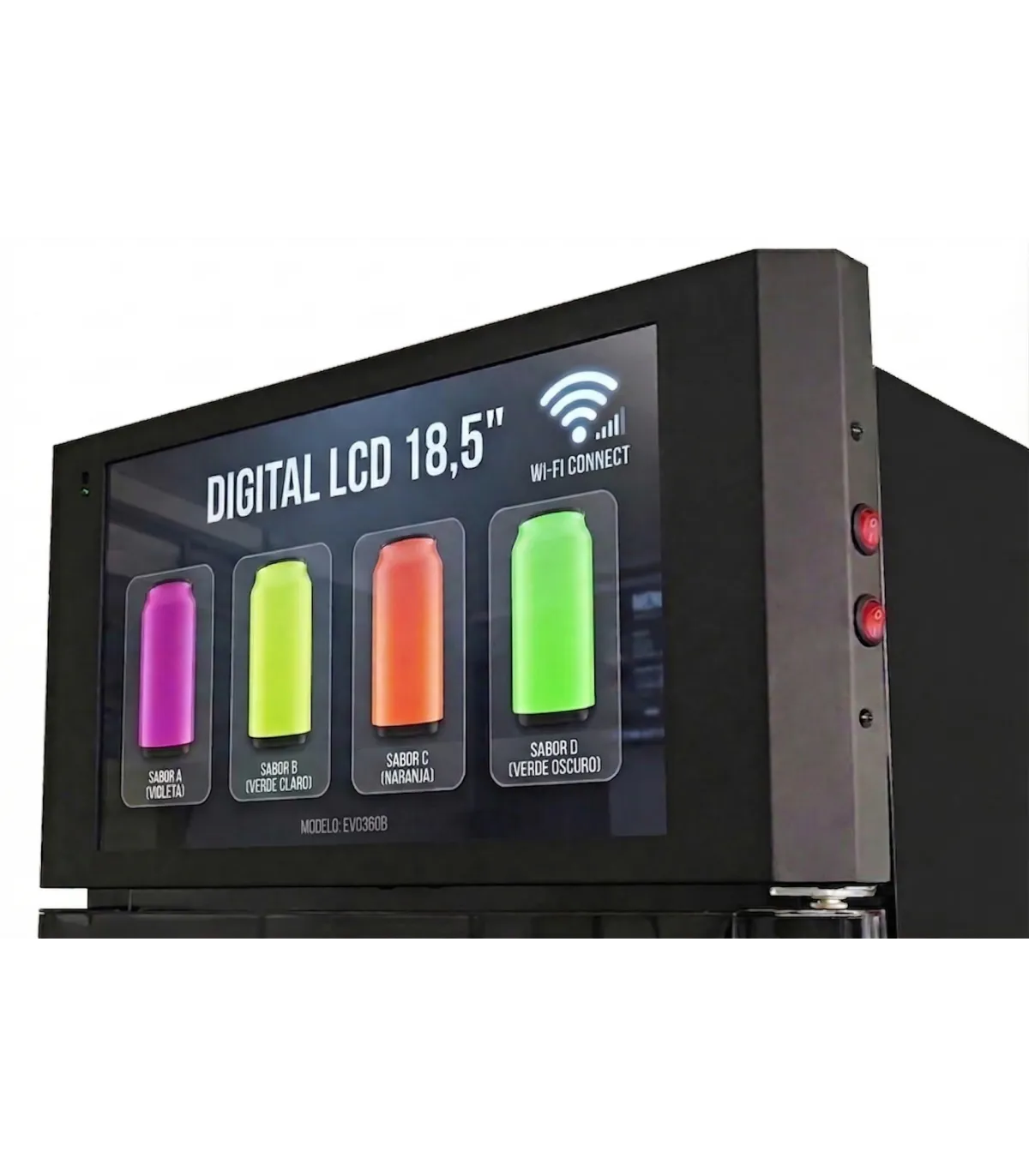 Armarios Expositores Refrigerados Armario Expositor Refrigerado color negro con display publicitario táctil EVO360B Clima Hos...