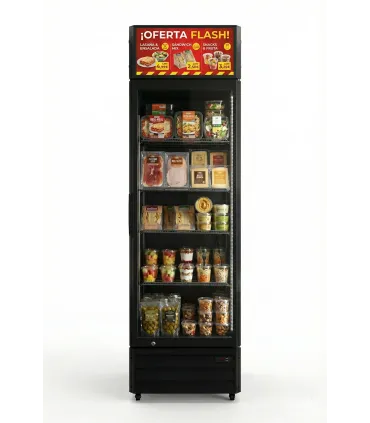 Armarios Expositores Refrigerados Armario Expositor Refrigerado color negro con display publicitario táctil EVO360B Clima Hos...