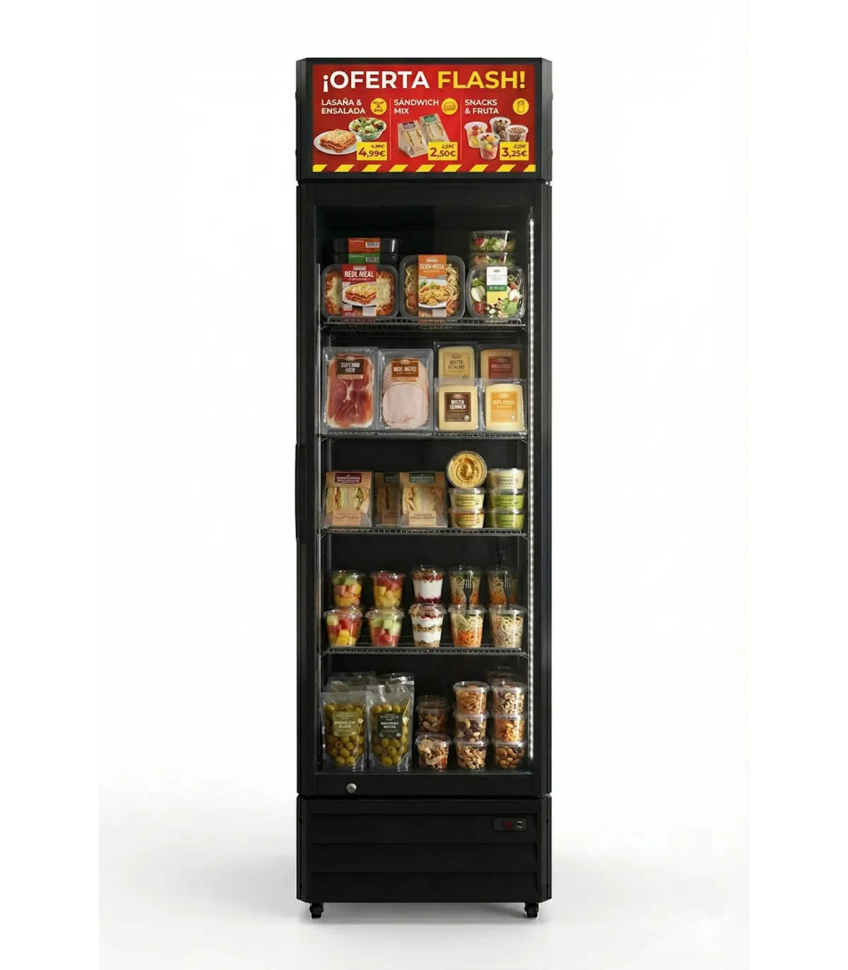 Armarios Expositores Refrigerados Armario Expositor Refrigerado color negro con display publicitario táctil EVO360B Clima Hos...