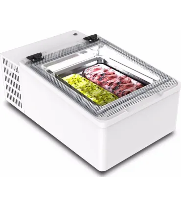 Vitrinas de Helados Vitrina de Sobremesa Mini para 2 cubetas de helado Mini Cream 2 Importación Minicream 2V W LED