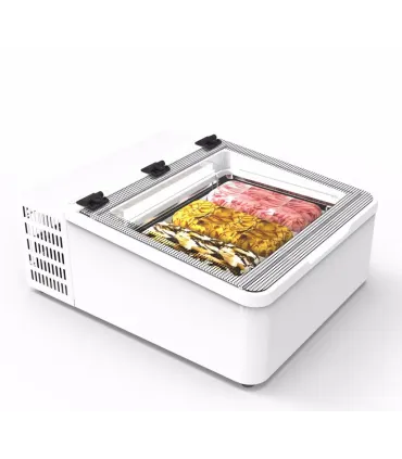 Vitrinas de Helados Vitrina de Sobremesa Mini para 3 cubetas de helado Mini Cream 3 Importación Minicream 3V W LED
