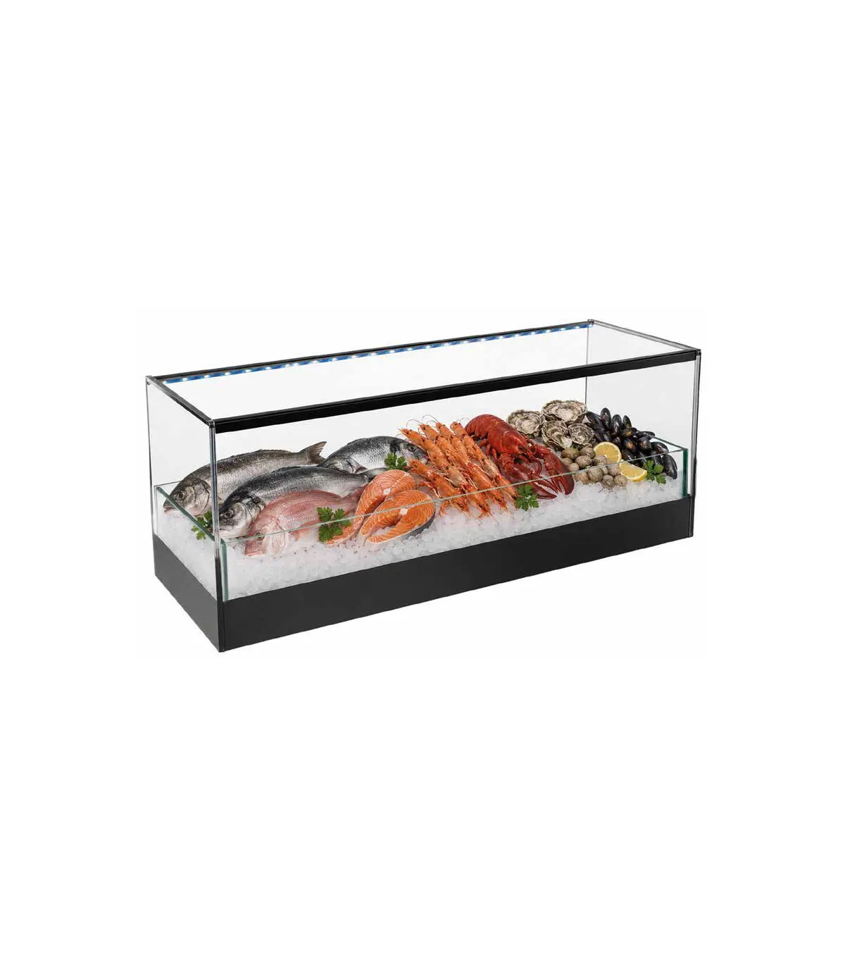 Vitrinas de Pescado Vitrina neutra para pescado y marisco sobre hielo EX-MAR Vitrinas Gómez