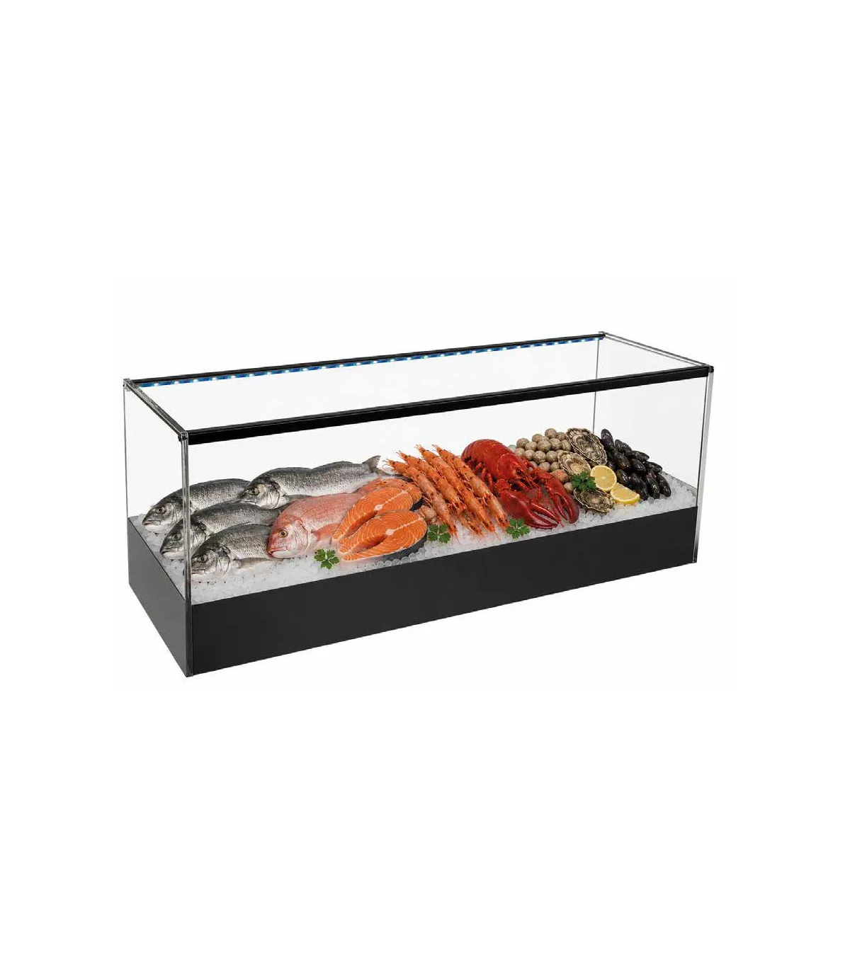 Vitrinas de Pescado Vitrina neutra para pescado y marisco sobre hielo EX-MAR SX Vitrinas Gómez