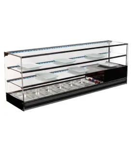 Vitrinas de Tapas Vitrina refrigerada 3 pisos largo 1566mm con 6 cubetas y led A2BF-6 Vitrinas Gómez