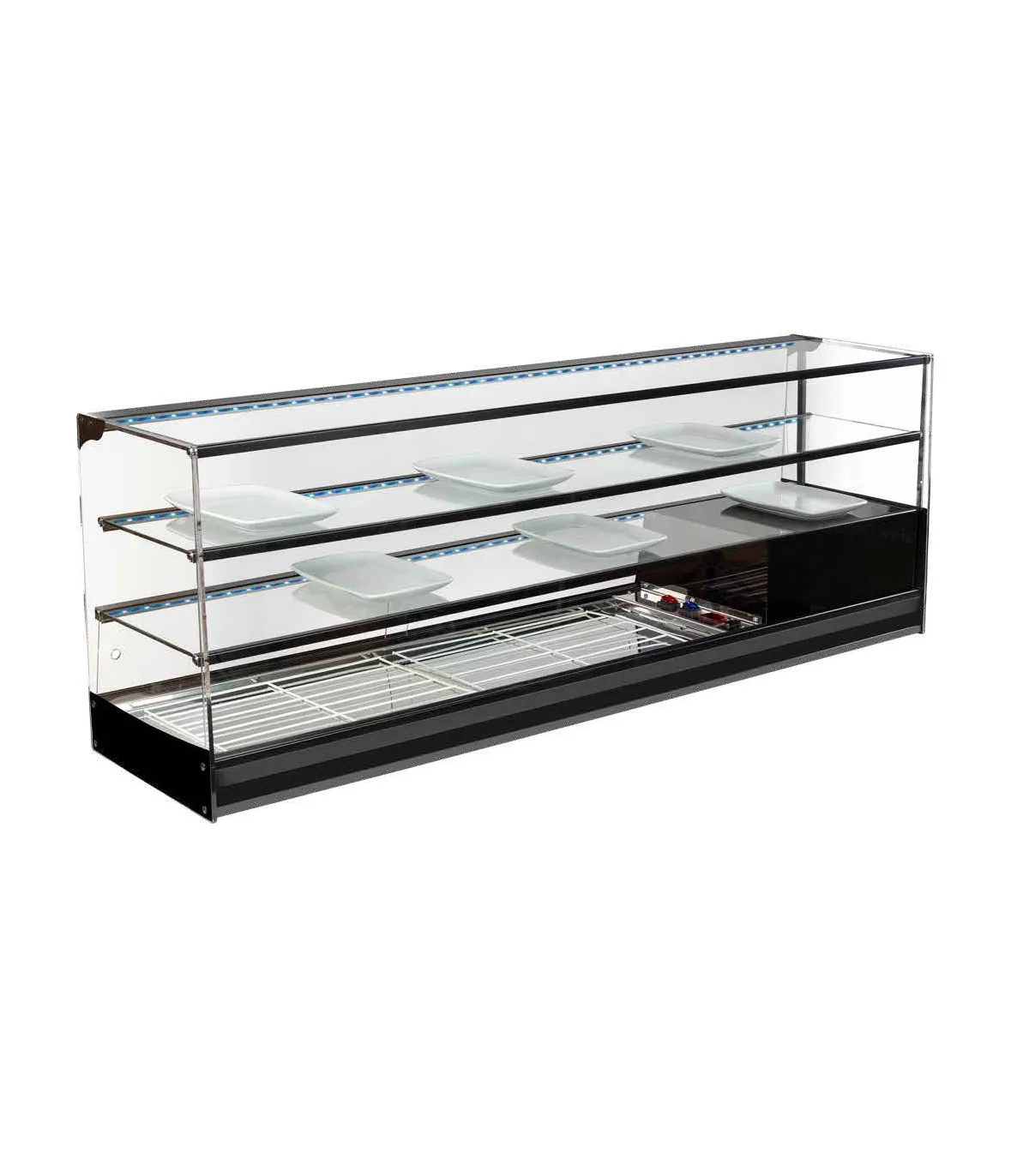 Vitrinas de Tapas Vitrina refrigerada 3 pisos largo 2266mm cuba plana y led A2BF-230 Vitrinas Gómez