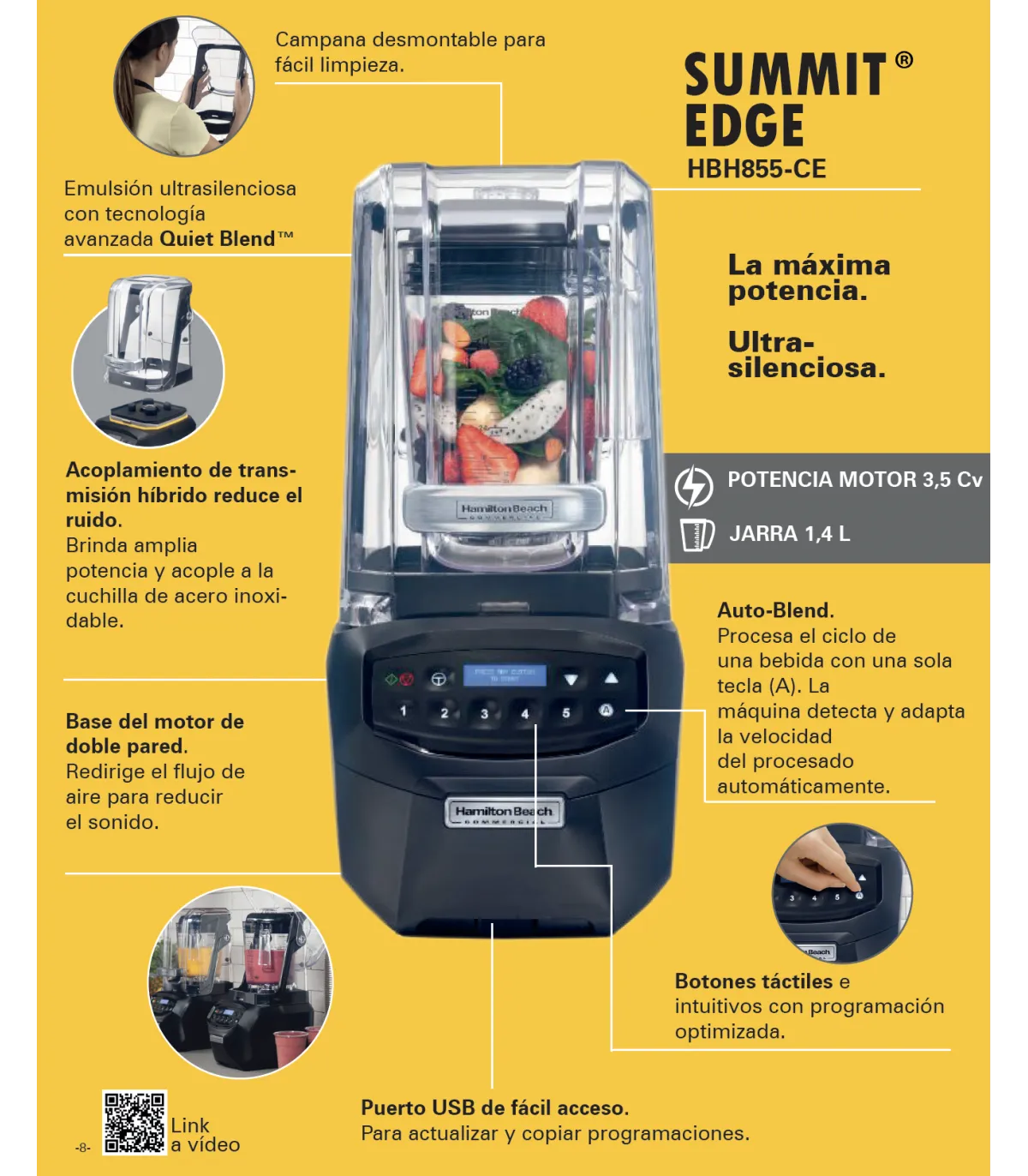 Batidoras de Vaso Batidora Licuadora silenciosa 3.5 CV Summit Edge de Hamilton Beach Hamilton Beach HBH855-CE