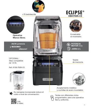 Batidoras de Vaso Batidora Licuadora con Carcasa Eclipse de Hamilton Beach Hamilton Beach HBH755R-CE