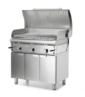 Barbacoas Barbacoa a gas con tapa y mueble inox con puertas Mainho Bras Grill Mainho