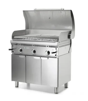 Barbacoas Barbacoa a gas con tapa y mueble inox con puertas Mainho Bras Grill Mainho