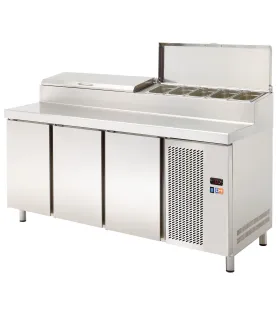 Mesa refrigerada 3 Puertas Preparación con vitrina 9 GN 1/3 con