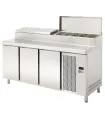 Mesa refrigerada 3 Puertas Preparación con vitrina 9 GN 1/3 con tapa MRP-180E