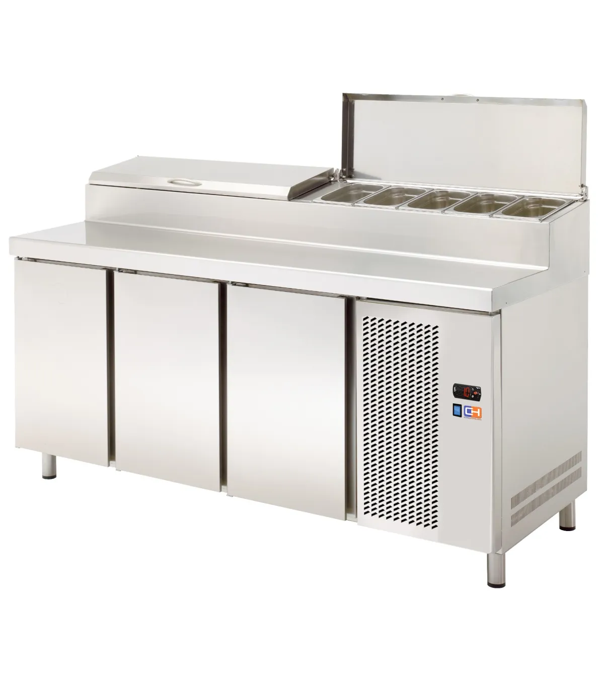 Mesa refrigerada 3 Puertas Preparación con vitrina 9 GN 1/3 con