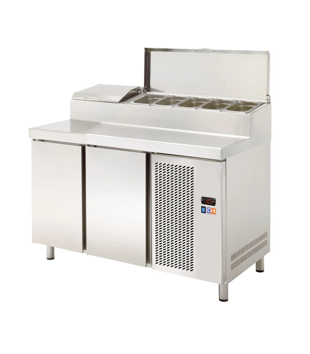 Mesa refrigerada 2 Puertas Preparación con vitrina 7 GN 1/3 con