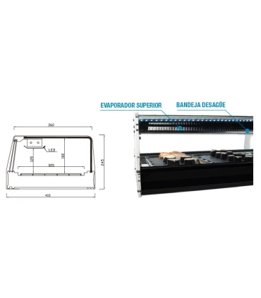 Vitrinas de Sushi Vitrina refrigerada Sushi 2 pisos 8 bandejas GN 1/3 SHS-8iE Vitrinas Gómez SHS-8IE