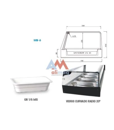 Vitrinas de Tapas Vitrina refrigerada con 6 bandejas GN 1/3 de melamina MB-6 Vitrinas Gómez MB-6
