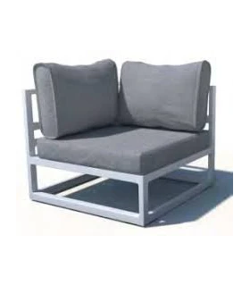 Sillón Rinconero de 1 Plaza en Aluminio y cojines en Poliéster Gris