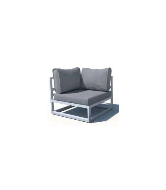 Sillón Rinconero de 1 Plaza en Aluminio y cojines en Poliéster Gris