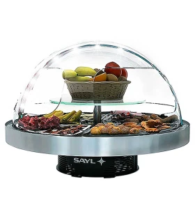 Vitrina Refrigerada Circular de Buffet con 8 Bandejas de Cristal Sayl