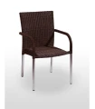 Silla con Brazos de aluminio y rattan Metz