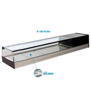 Vitrinas de Tapas Vitrina refrigerada recta R-120i base plana Vitrinas Gómez