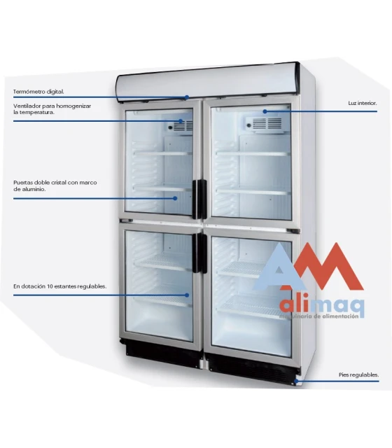 Armario Expositor Refrigerado 4 medias puertas 690 litros 748 DIKL-4D