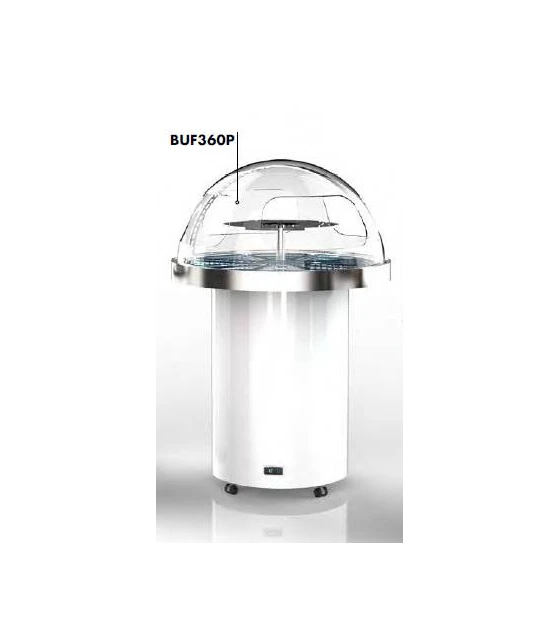 Vitrina de Buffet Refrigerada Circular con base y Bandejas de Cristal Sayl