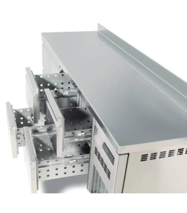 Mesa Snack Refrigerada 1495x600mm con 4 cajones Coreco TSR-150-S