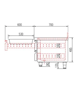 Mesa Fría Soporte de Cocción 1210x700x600mm con cajones Coreco KBR-47