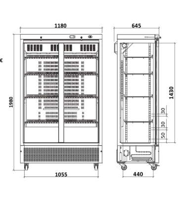 Armarios Refrigerados Snack Armario Refrigerado 1180x645x1980mm A24MO Olitrem (Marecos) A24MO