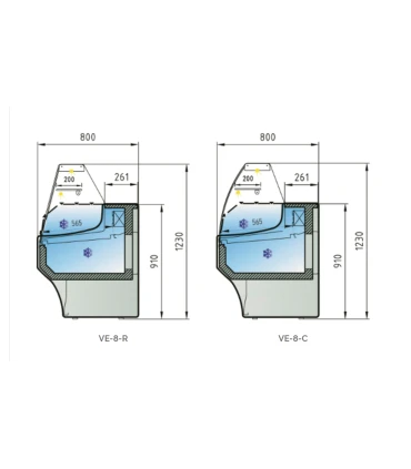 Vitrinas Mostrador Vitrina Refrigerada Expositora Charcutera Curva Fondo 800 VE-8-25-C Docriluc VE-8-25-C