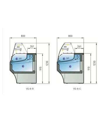 Vitrinas Mostrador Vitrina Refrigerada Expositora Charcutera Recta Fondo 800 VE-8-30-R Docriluc VE-8-30-R