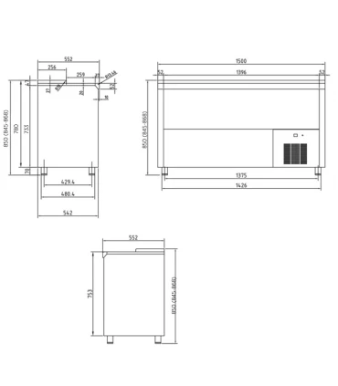 Botelleros Botellero 3 puertas inox 1500mm en inox Edenox EB-150-I Edenox 19052172