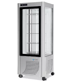 Vitrina 4 Caras Refrigerada de Pastelería Estantes Giratorios 400G