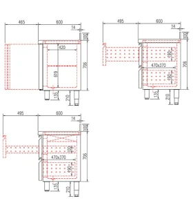 Mesa Snack Refrigerada 2545x600mm 4 puertas de cristal Coreco TSRV-250-S