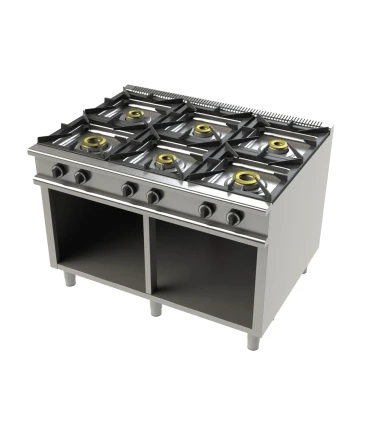 Cocinas a Gas Cocina a gas con mueble 6 fuegos 2X8+4,5+3x6 Kw Serie 900 JUNEX 9600 3 JUNEX 9600/3