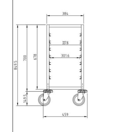 Carros para bandejas Carro soporte bajo inox 7 GN 1/1 con ruedas Edenox Edenox 19004825