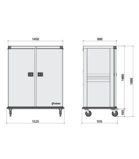 Carro Caliente Inox 2 puertas 80 GN 1/1 Edenox Thermik HTB-40