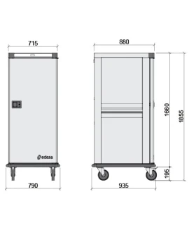 Carro Caliente Inox 1 puerta 40 GN 1/1 Edenox Thermik HTB-20