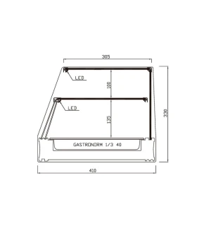 Vitrina refrigerada recta 2 pisos con 8 bandejas GN 1/3 ABF-8R